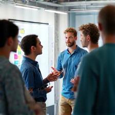 Team collaborating in agile standup